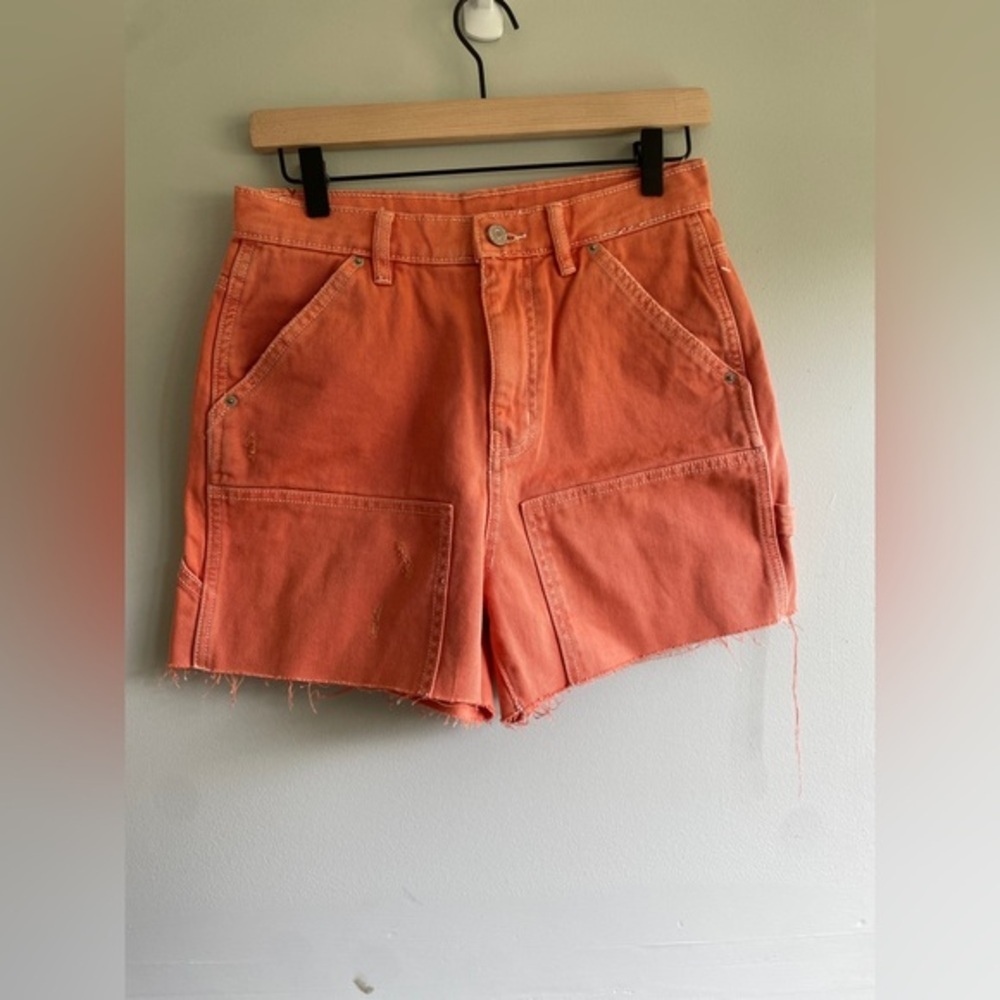 BDG Orange Cargo Denim Shorts